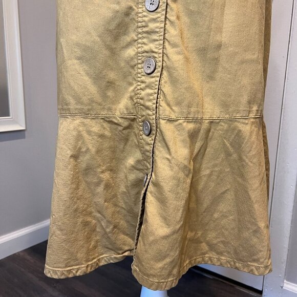 OAT New York Honey Mustard Bow Back Button Front Flounce Dress, Size Small - Picture 7 of 16